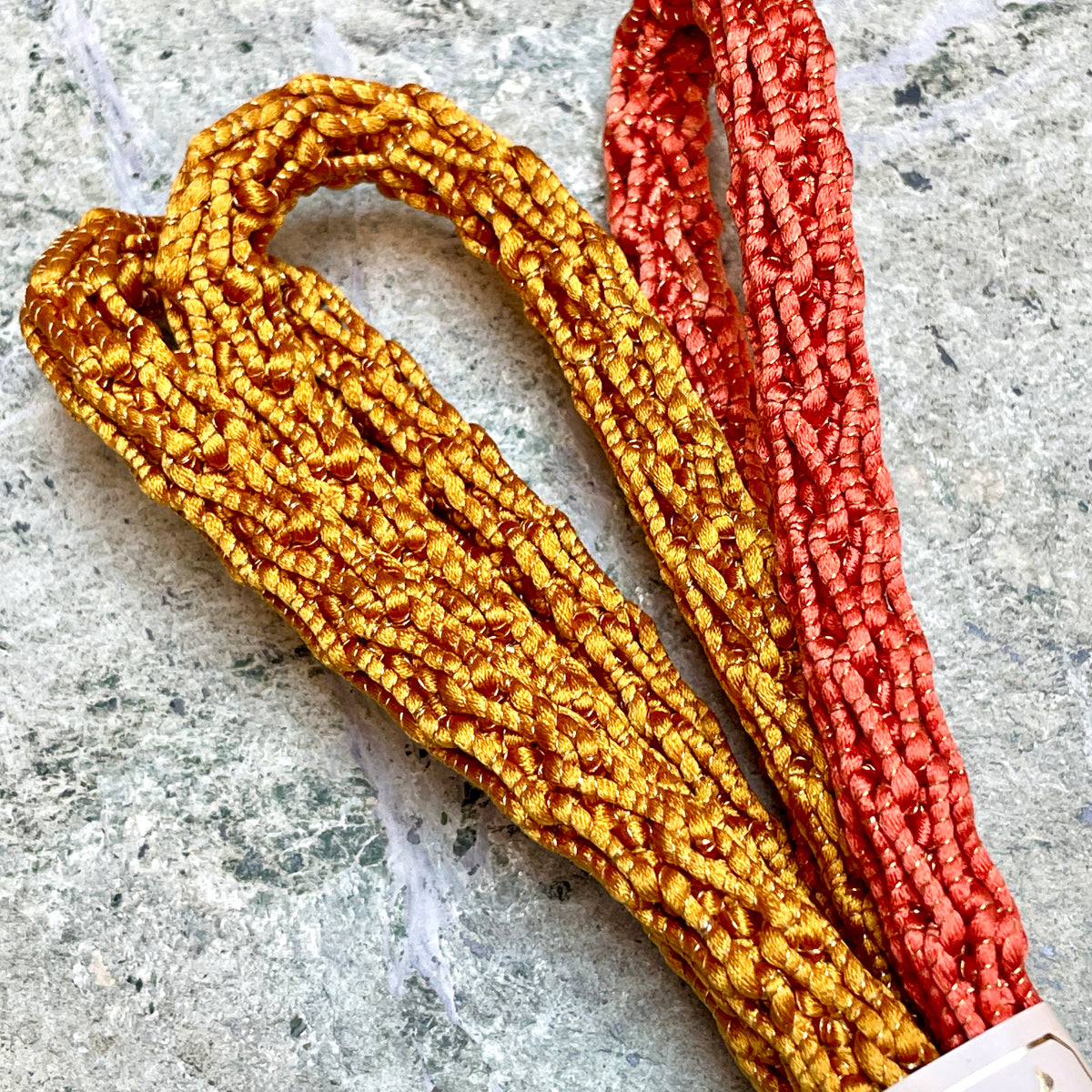 Obijime Round Braid Ombre Gold And Salmon Tones in Silk