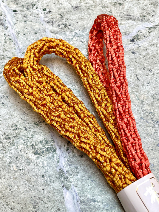 Obijime Round Braid Ombre Gold And Salmon Tones in Silk
