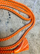 Obijime Belt Braided Round Orange with Siver in Silk