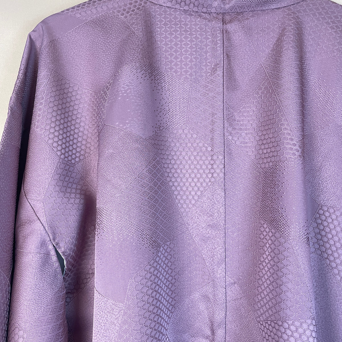 Haori Lavander Lilac with Geometric Patterns in Silk