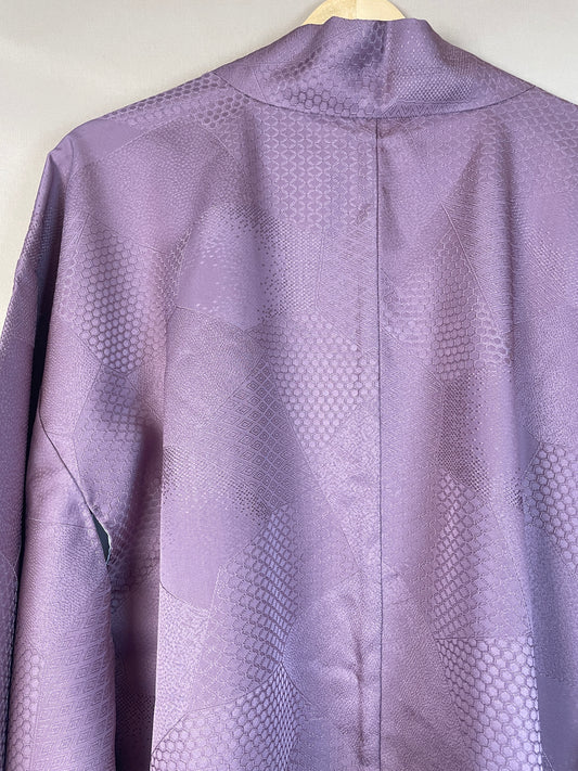 Haori Lavander Lilac with Geometric Patterns in Silk