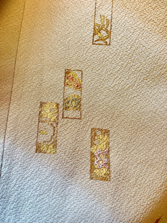Kimono in Sand Silk with Gold details and Embroideries
