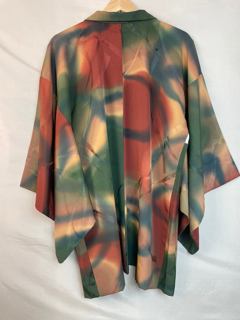 Haori Earth Tones Green Brown in Silk