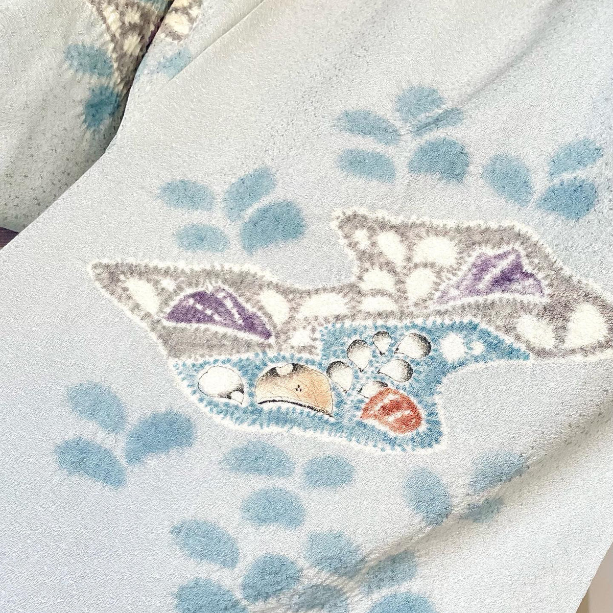 Kimono Light Blue Tsujigahana Technique in Silk