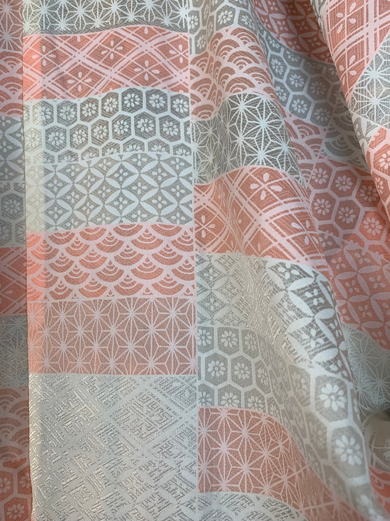 Haori Painted Orange Purple Black in Silk