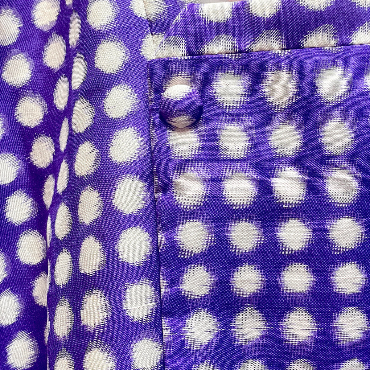 Michiyuki Jacket Antique Polka Dots in Purple in Tsumugi Silk