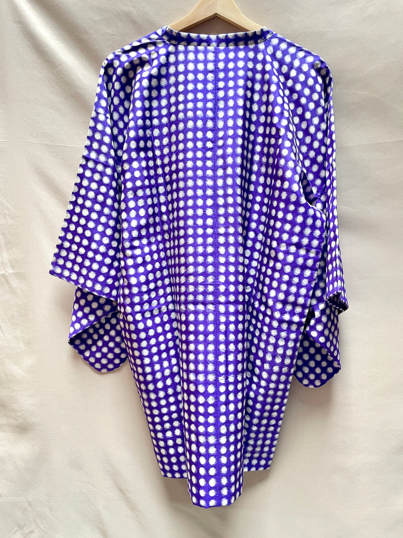 Michiyuki Jacket Antique Polka Dots in Purple in Tsumugi Silk