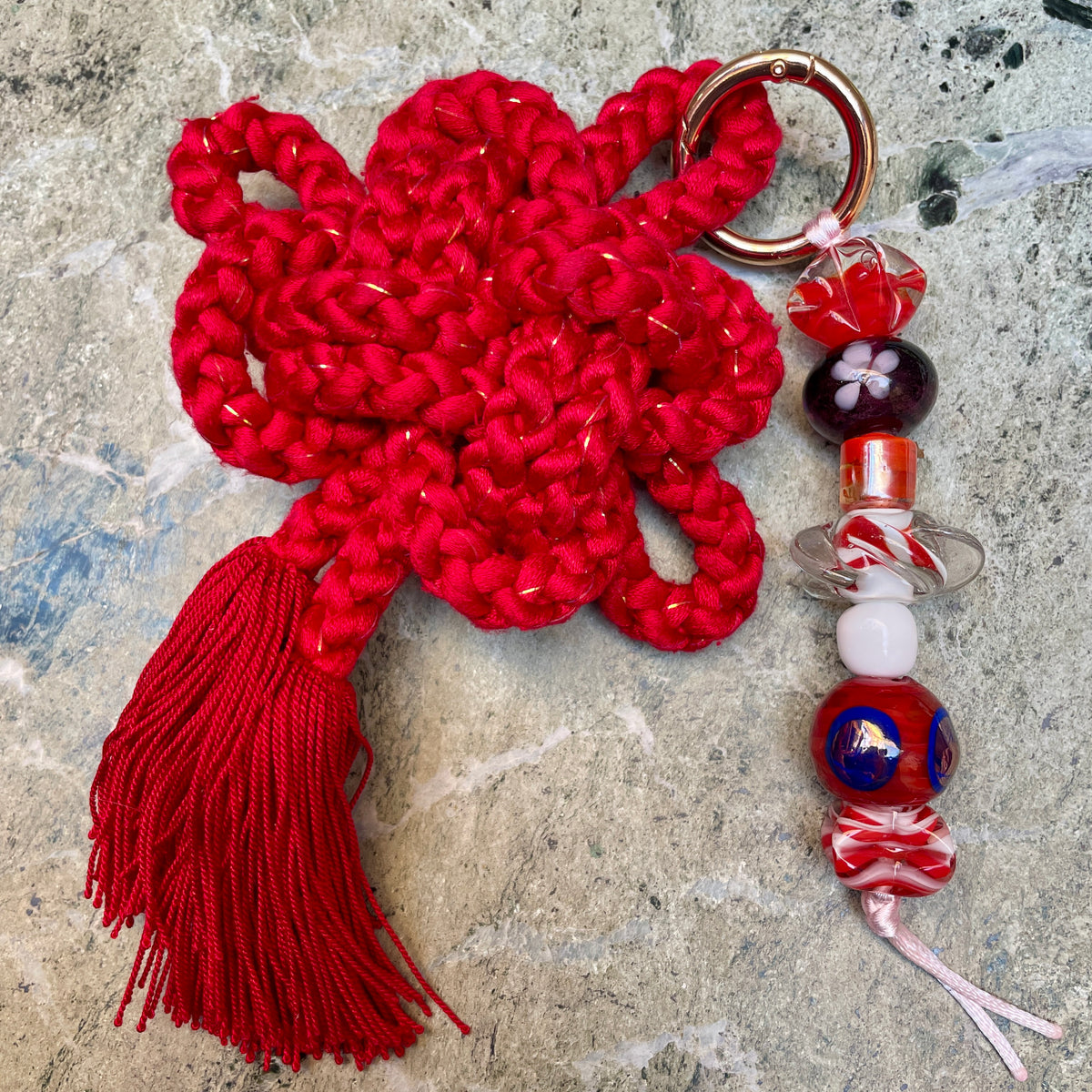 Obijime Bag Charm - Cherry Red In Silk
