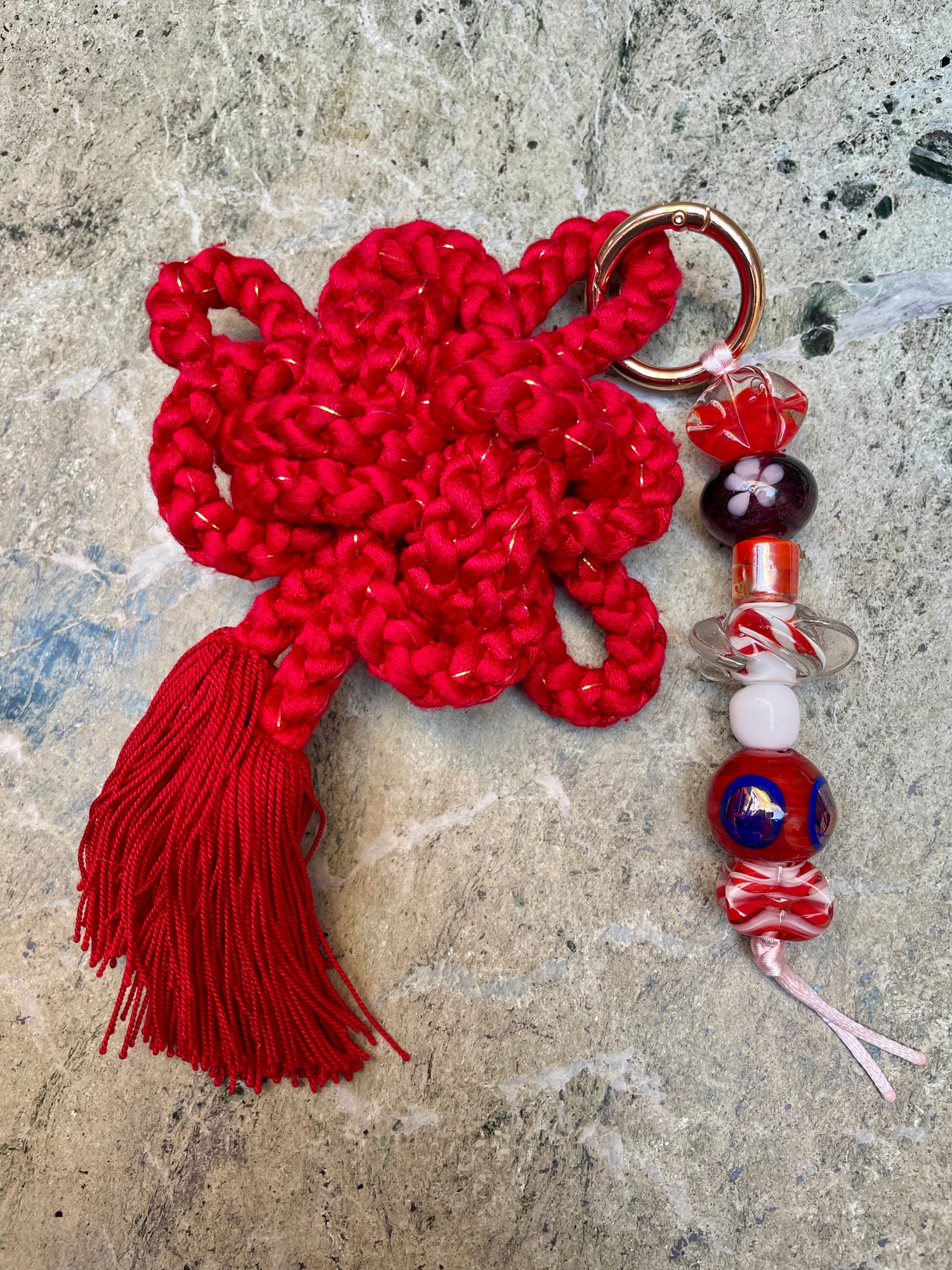 Obijime Bag Charm - Cherry Red In Silk