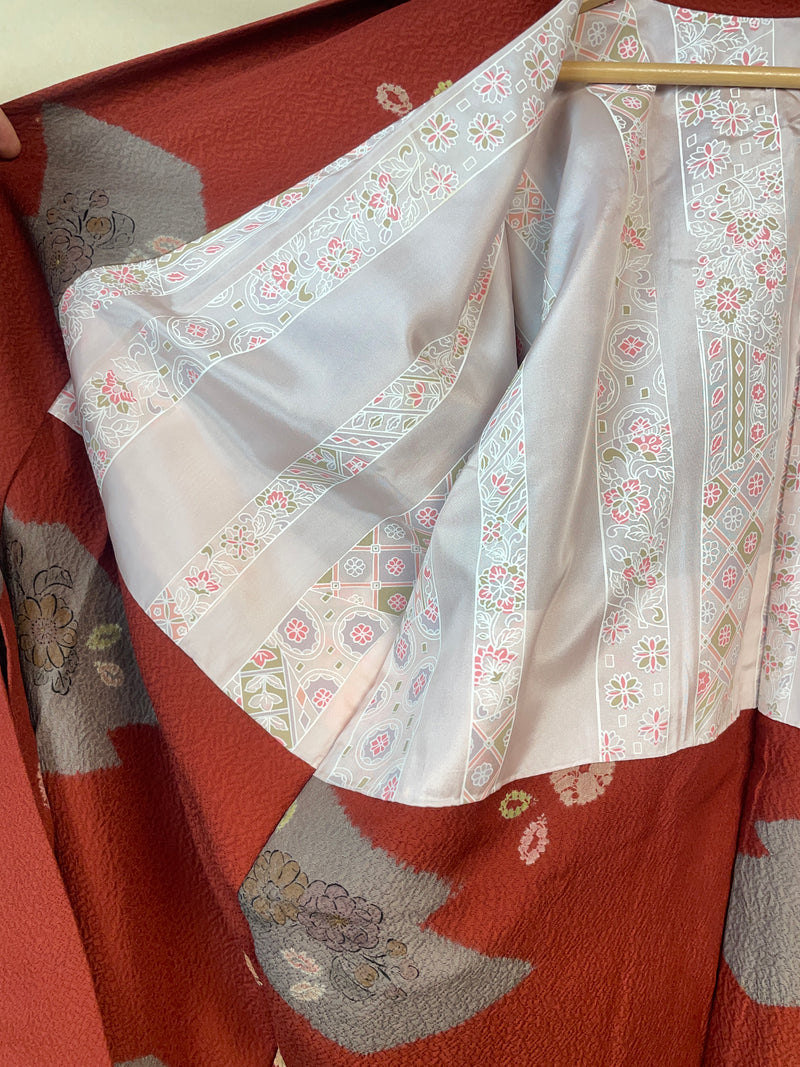 Haori Envelope Deep Red with Shibori Flowers