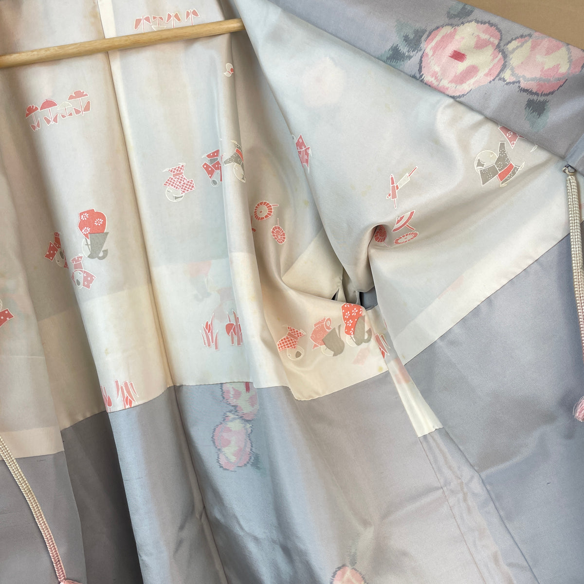 Haori Light blue Button flowers