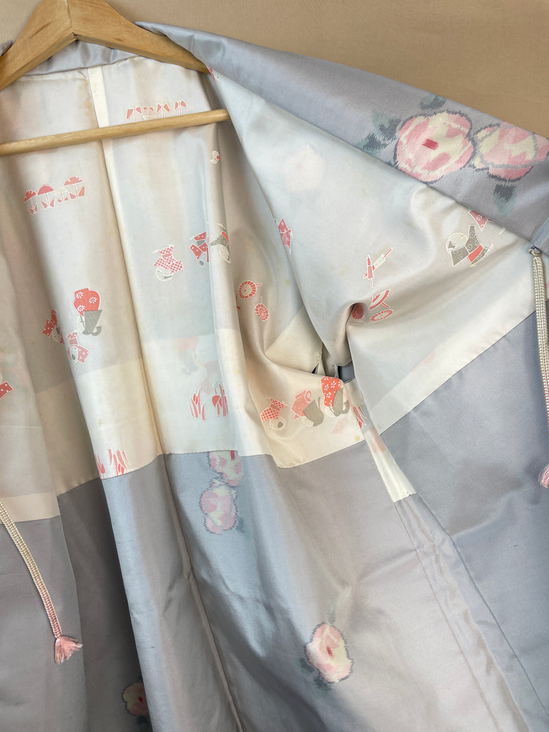 Haori Light blue Button flowers