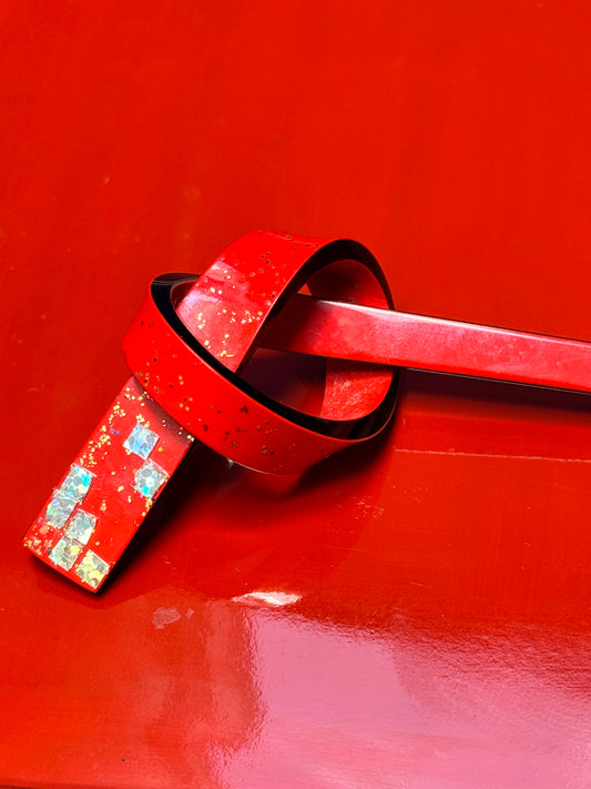 Hair Accessory Kanzashi Knot Red with Shimmer