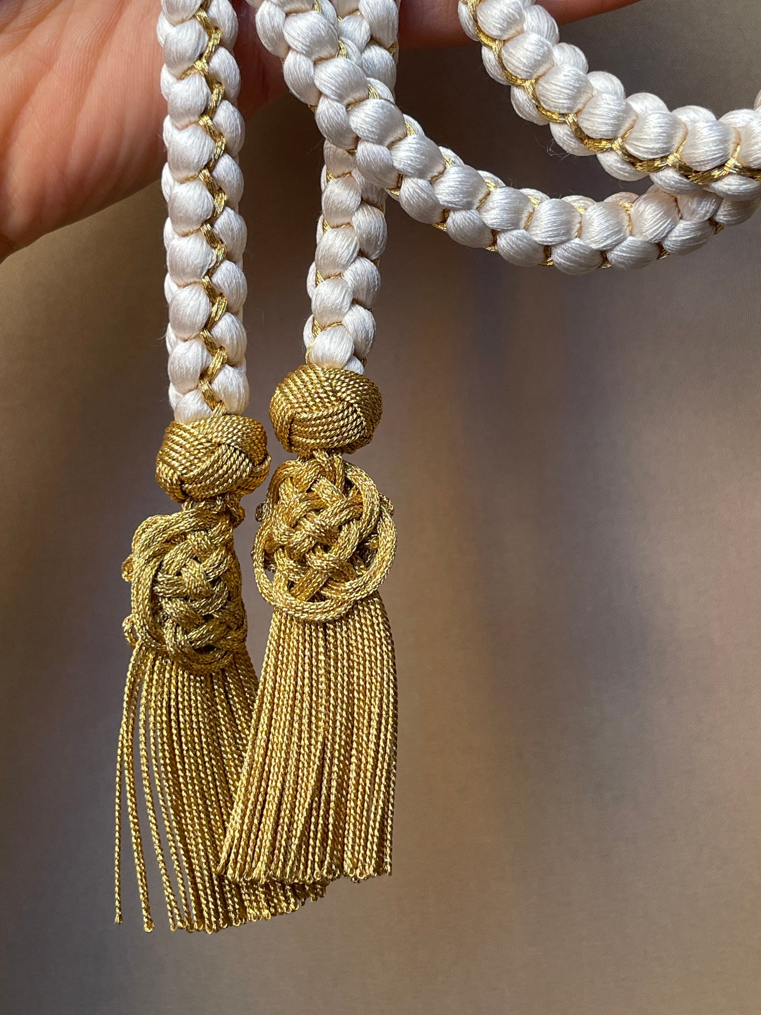 Obijme Belt White with Gold Ends
