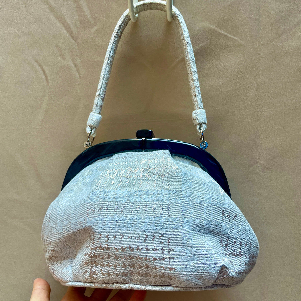 Japanese Handbag with Chirimen Flowers in Kimono Fabric