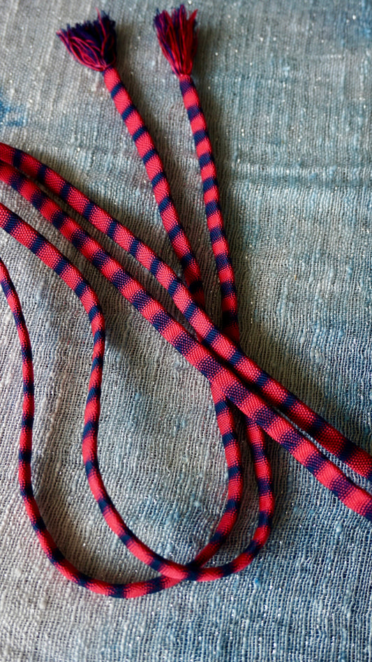 Obijime Flat Stripes Pink Navy in Silk