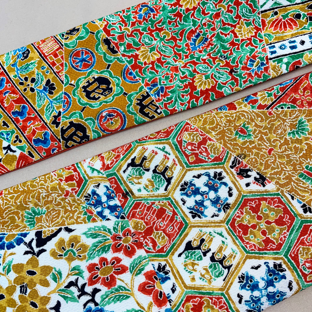 Asymmetrical Belt Made from Kimono Silk Fabric Jardin