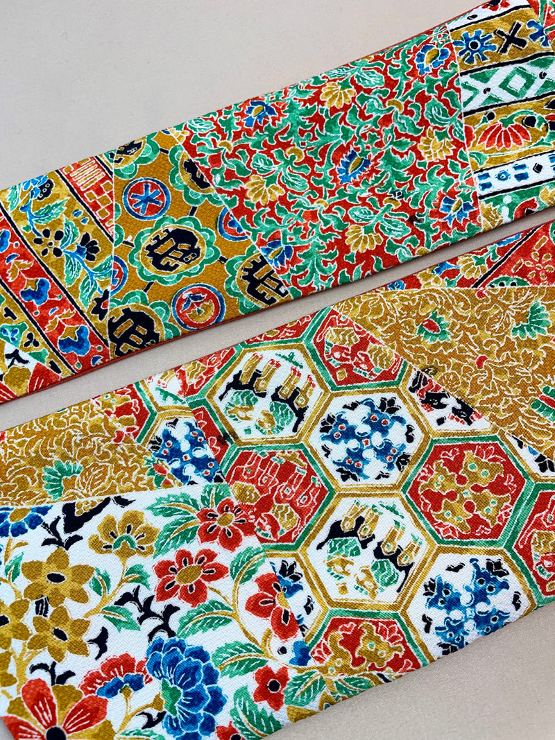 Asymmetrical Belt Made from Kimono Silk Fabric Jardin