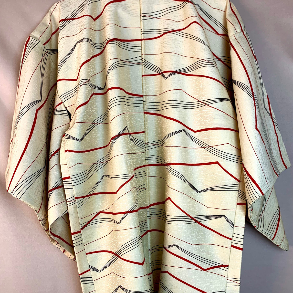 Haori Modern Art in Pale Yellow Silk