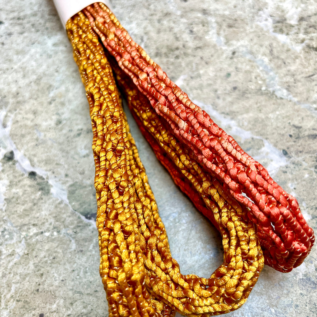 Obijime Round Braid Ombre Gold And Salmon Tones in Silk