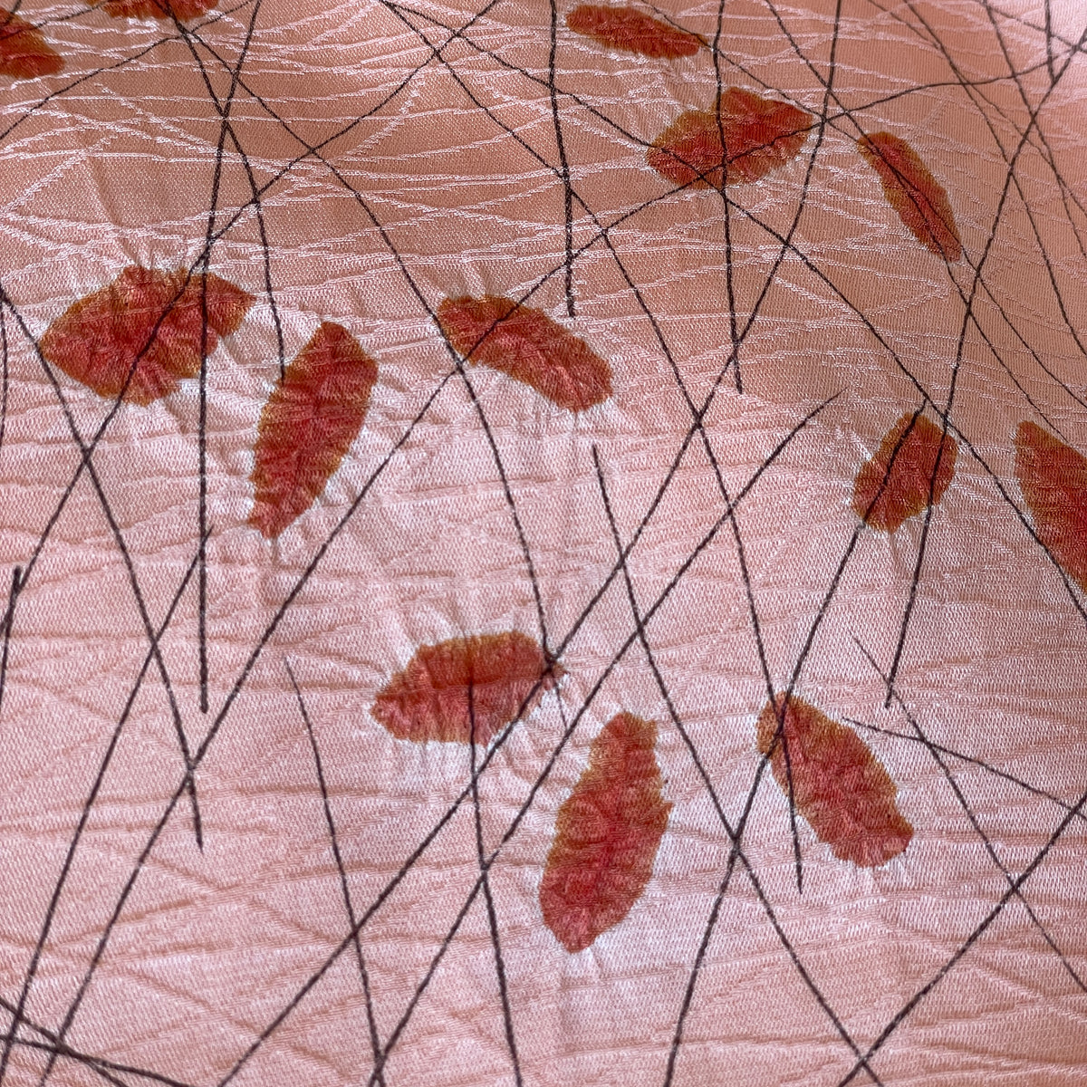 Haori Peach Pink with Shibori Leaves in Silk