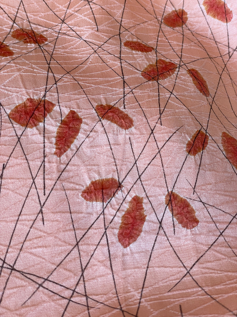 Haori Peach Pink with Shibori Leaves in Silk