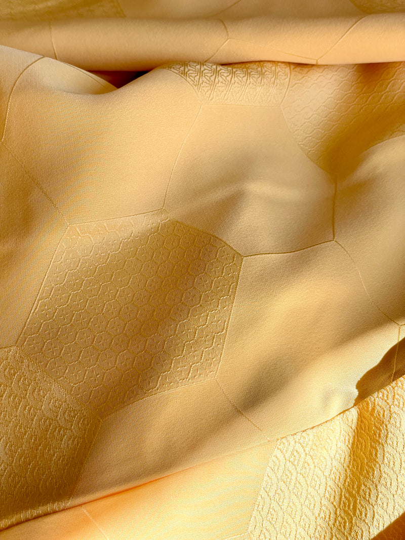 Haori Pale Yellow with Bee Hive with Texture in Silk