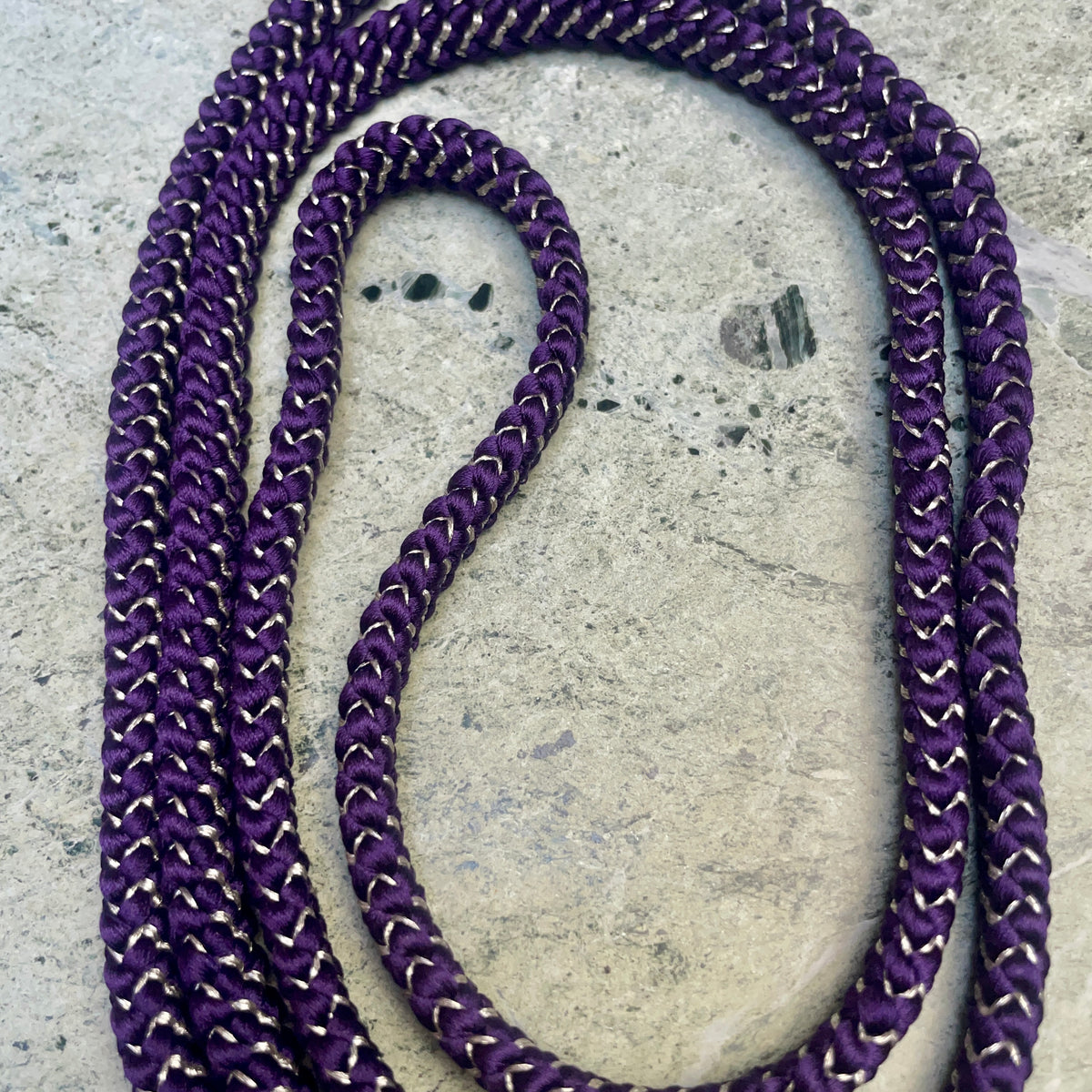 Obijime Belt Flat Braided Deep Purple with Gold in Silk