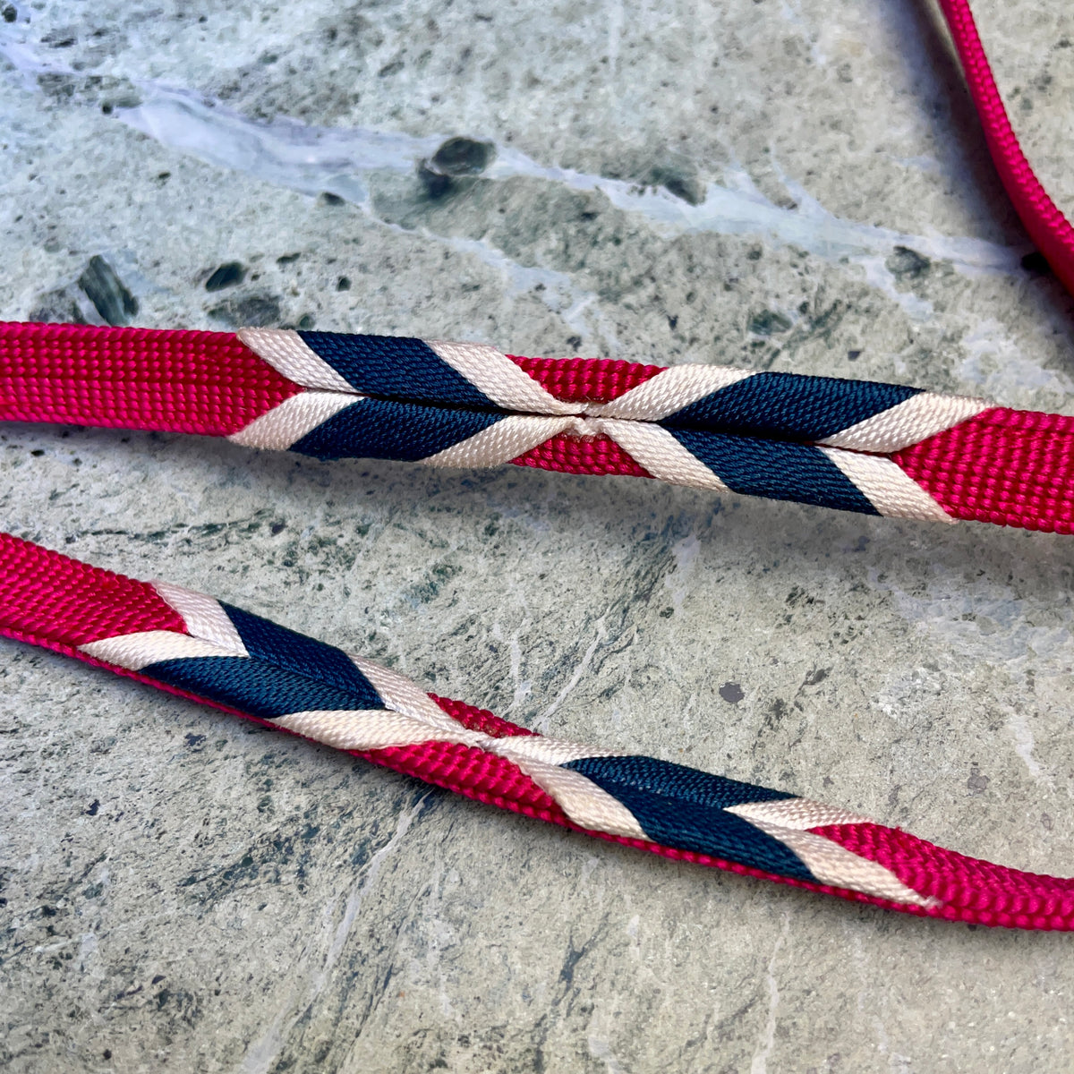 Obijime Belt Flat Deep Magenta with Dark Blue Arrows