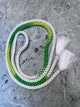 Obijime Belt Round Braided Green and White in Silk
