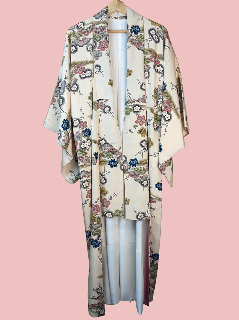 Kimono Cream with Japanese Garden Cherryblossom Painting