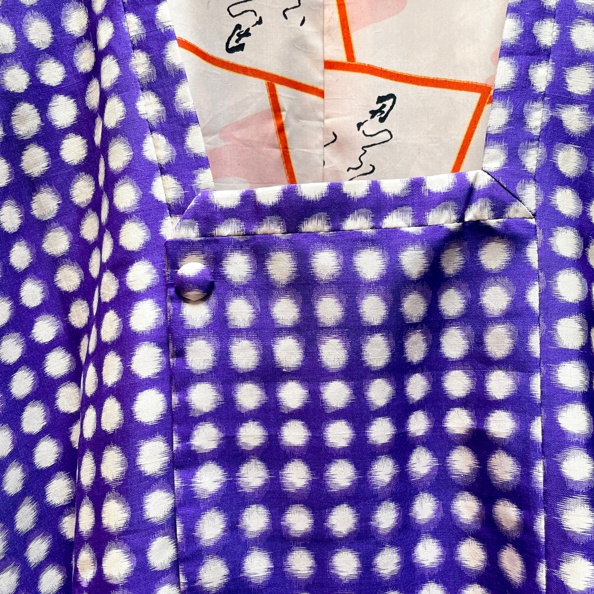 Michiyuki Jacket Antique Polka Dots in Purple in Tsumugi Silk