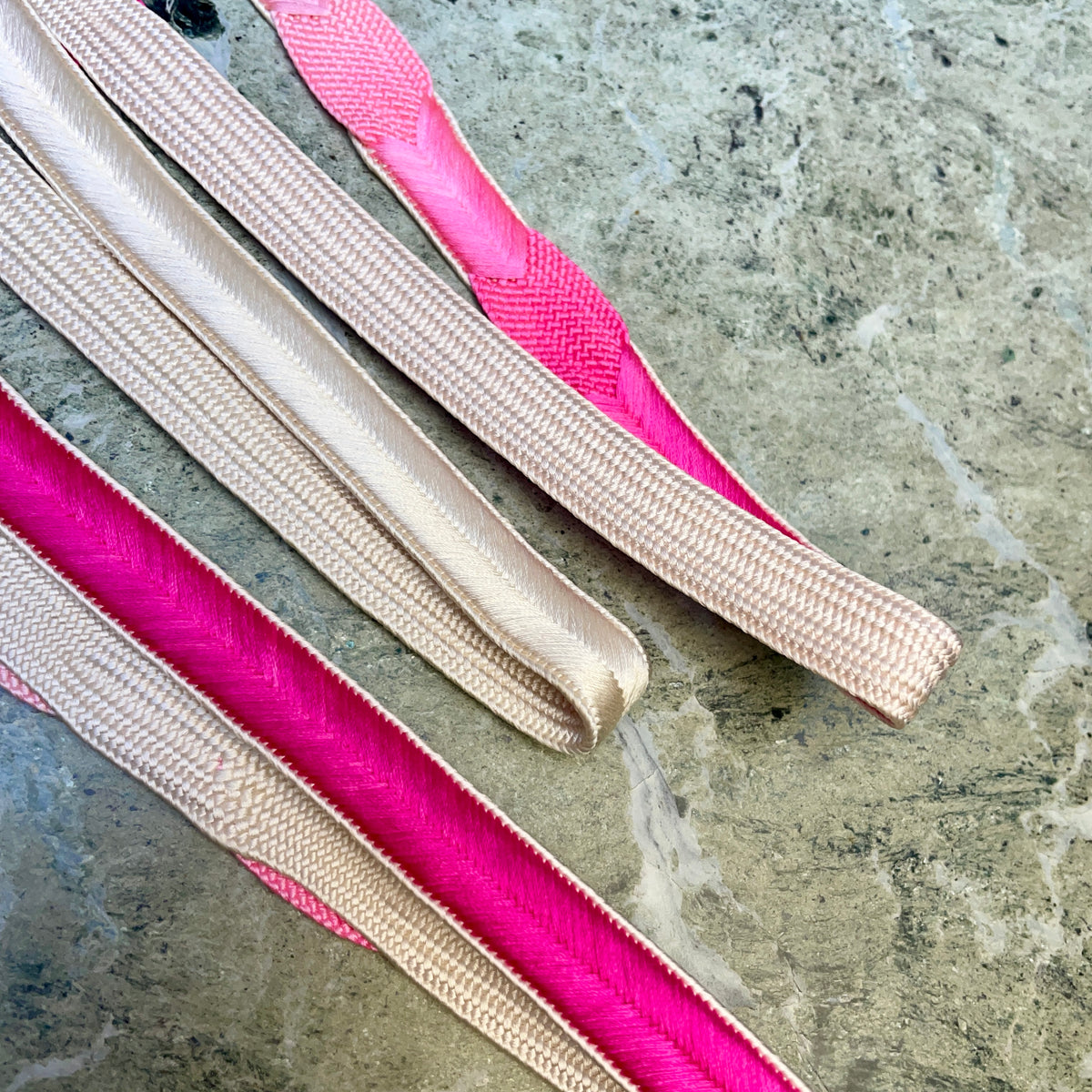 Obijime Belt Flat Hot Pink and White Silk