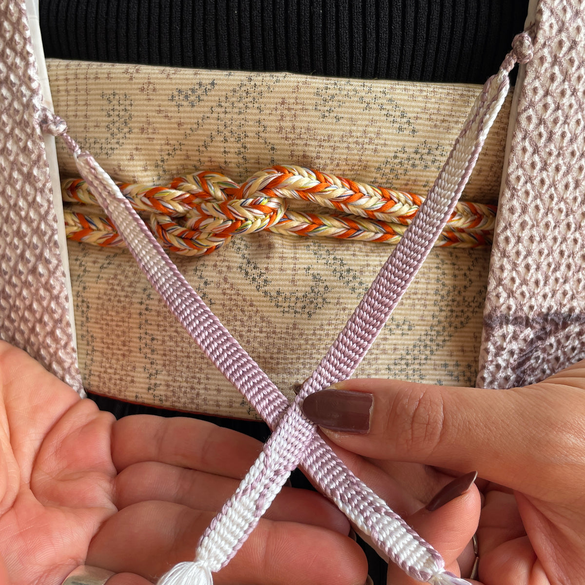 Haori Clouds Grey in Shibori Technique in Silk