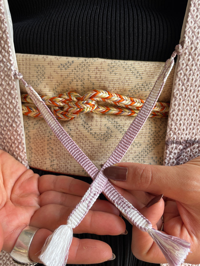 Haori Clouds Grey in Shibori Technique in Silk
