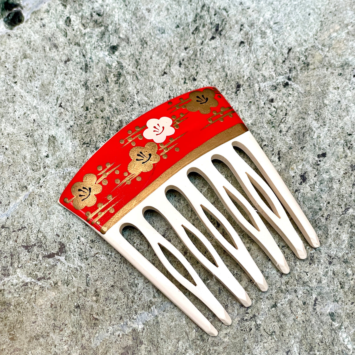 Hair Accessory Comb White Hand Painted