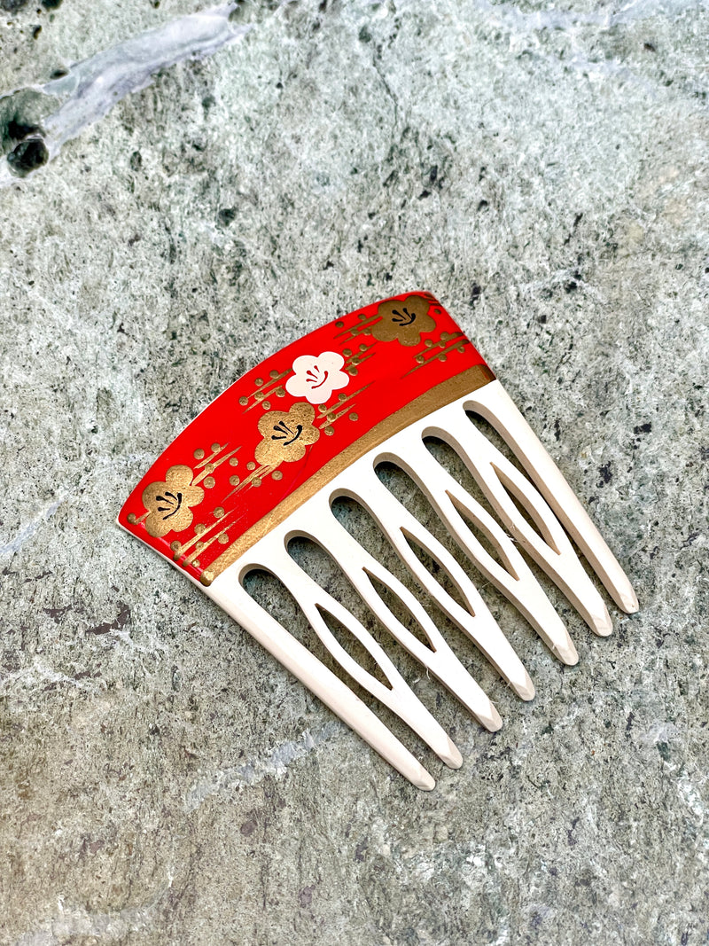 Hair Accessory Comb White Hand Painted