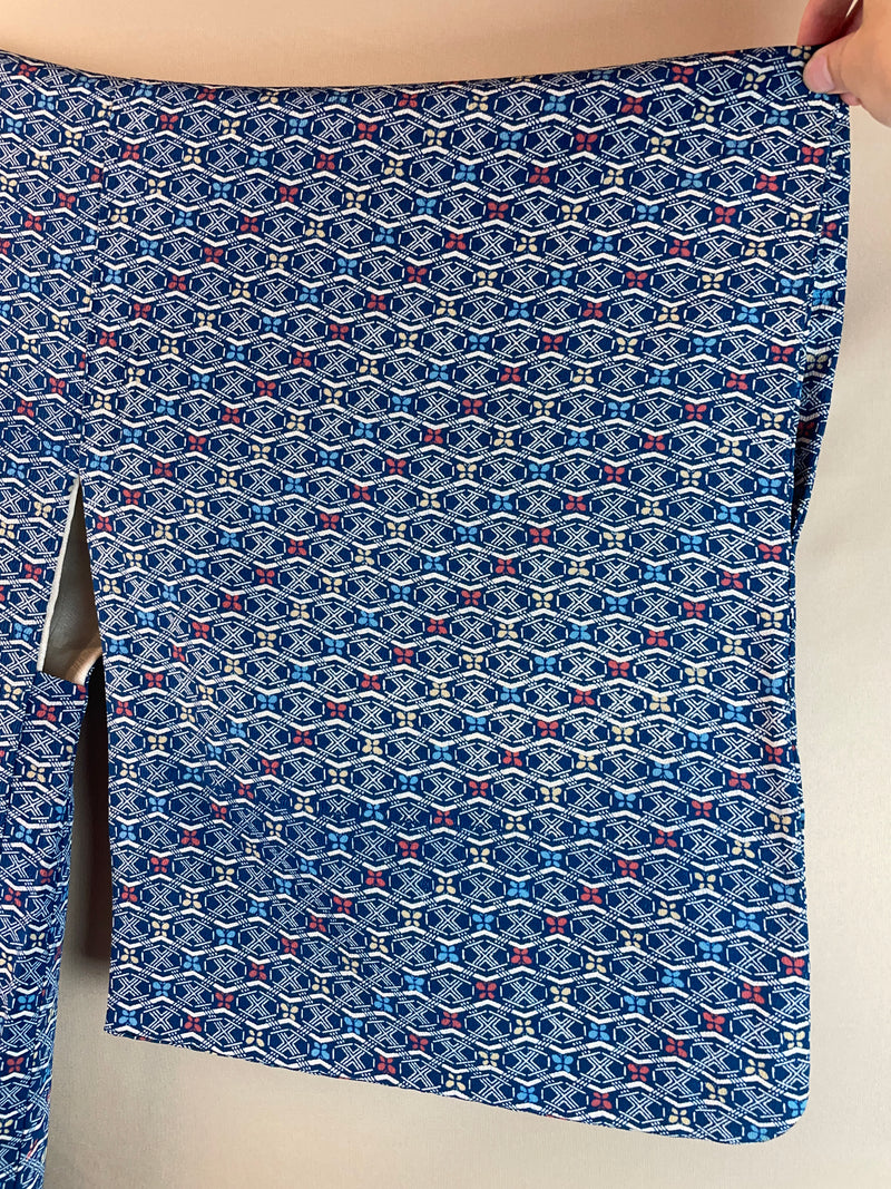 Haori Blue with Geometric Butterflies