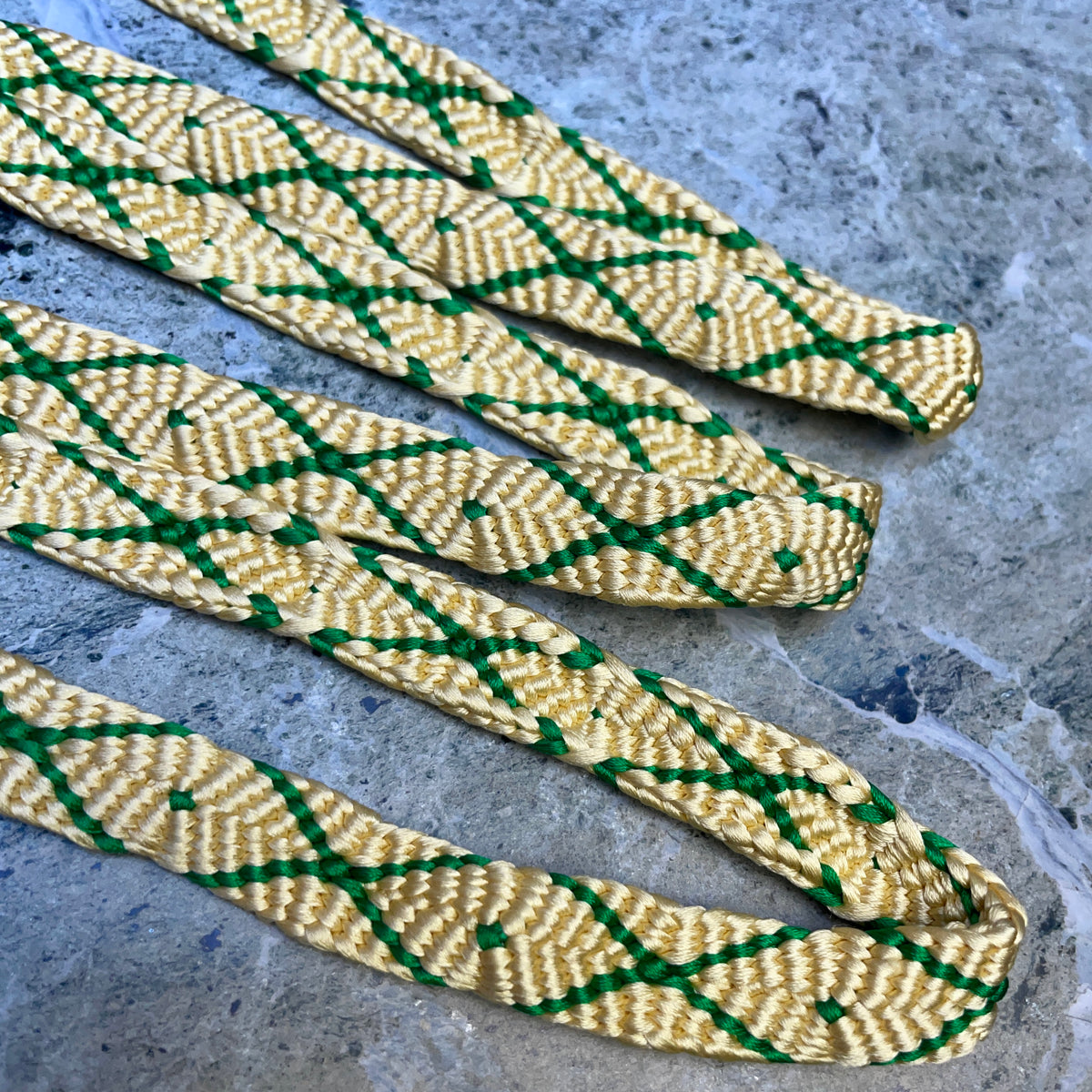 Obijime Belt Flat Yellow and Green Crosses