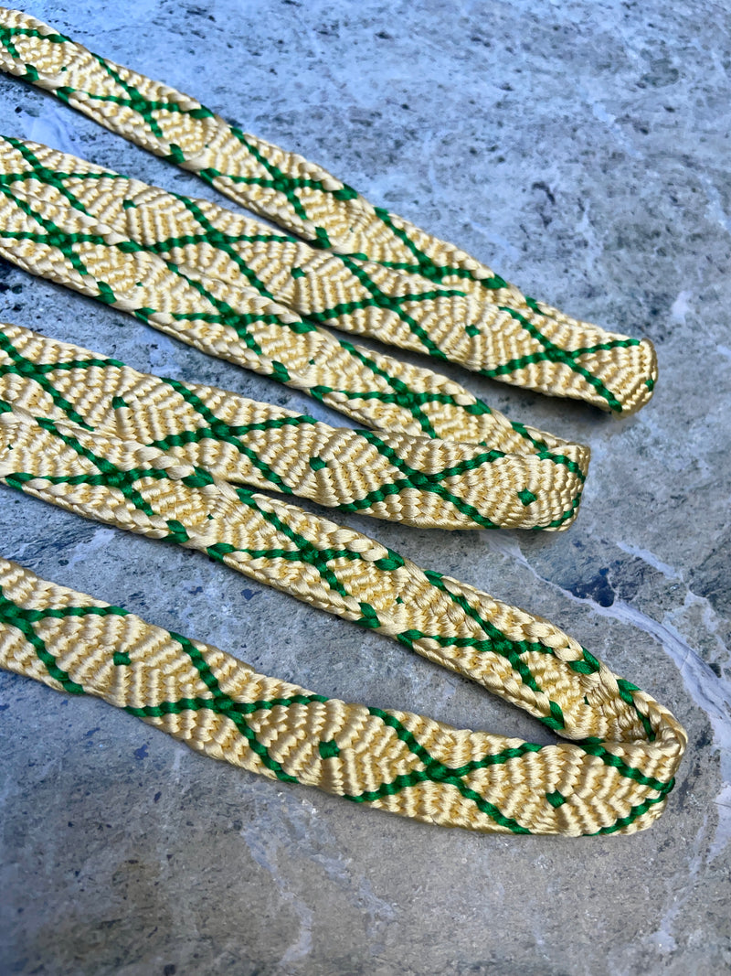 Obijime Belt Flat Yellow and Green Crosses