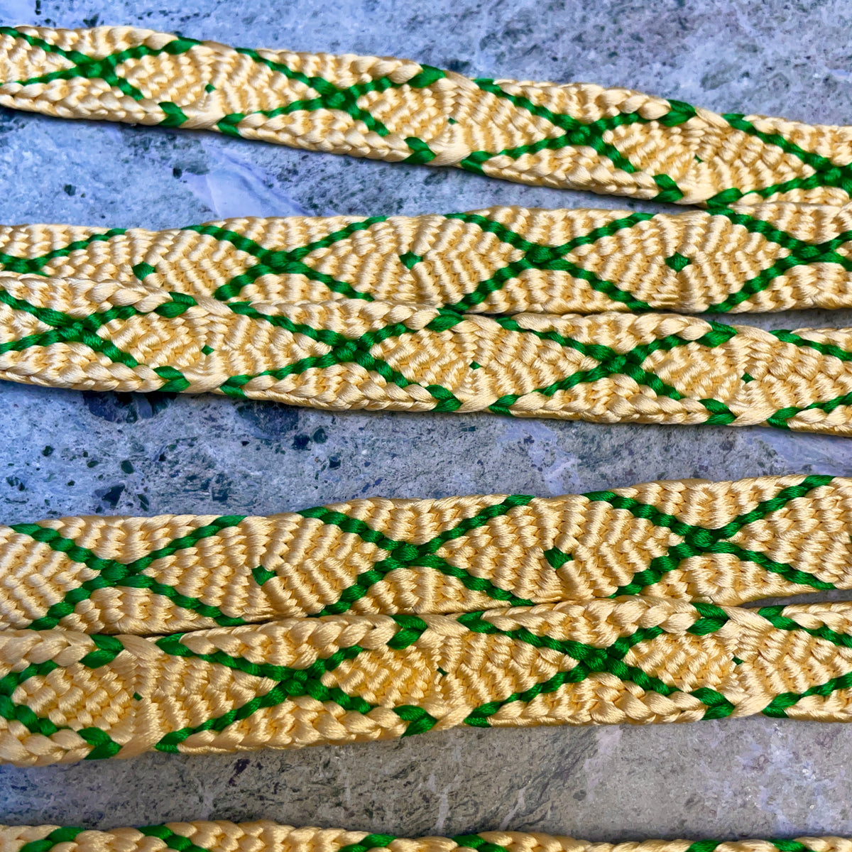 Obijime Belt Flat Yellow and Green Crosses