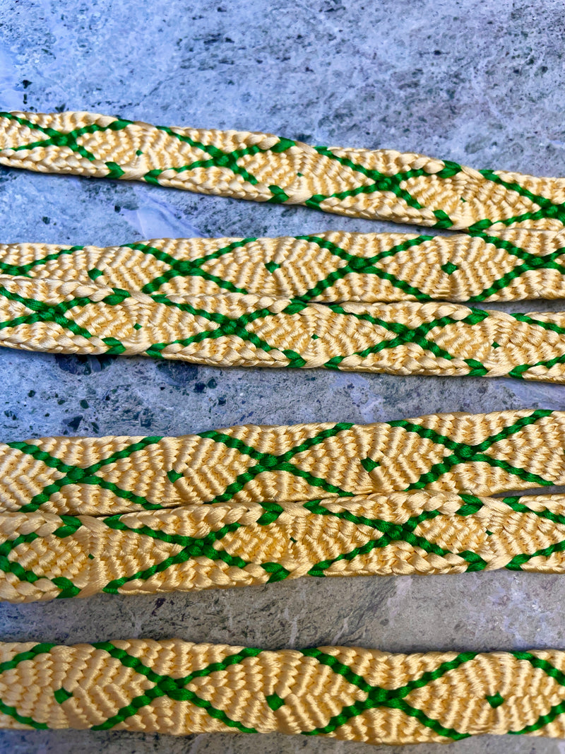 Obijime Belt Flat Yellow and Green Crosses
