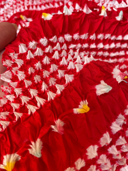 Scarf or Belt in Shibori Technique in Red Silk