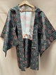 Haori Jacket Oshima Silk Flowers in Black and Red