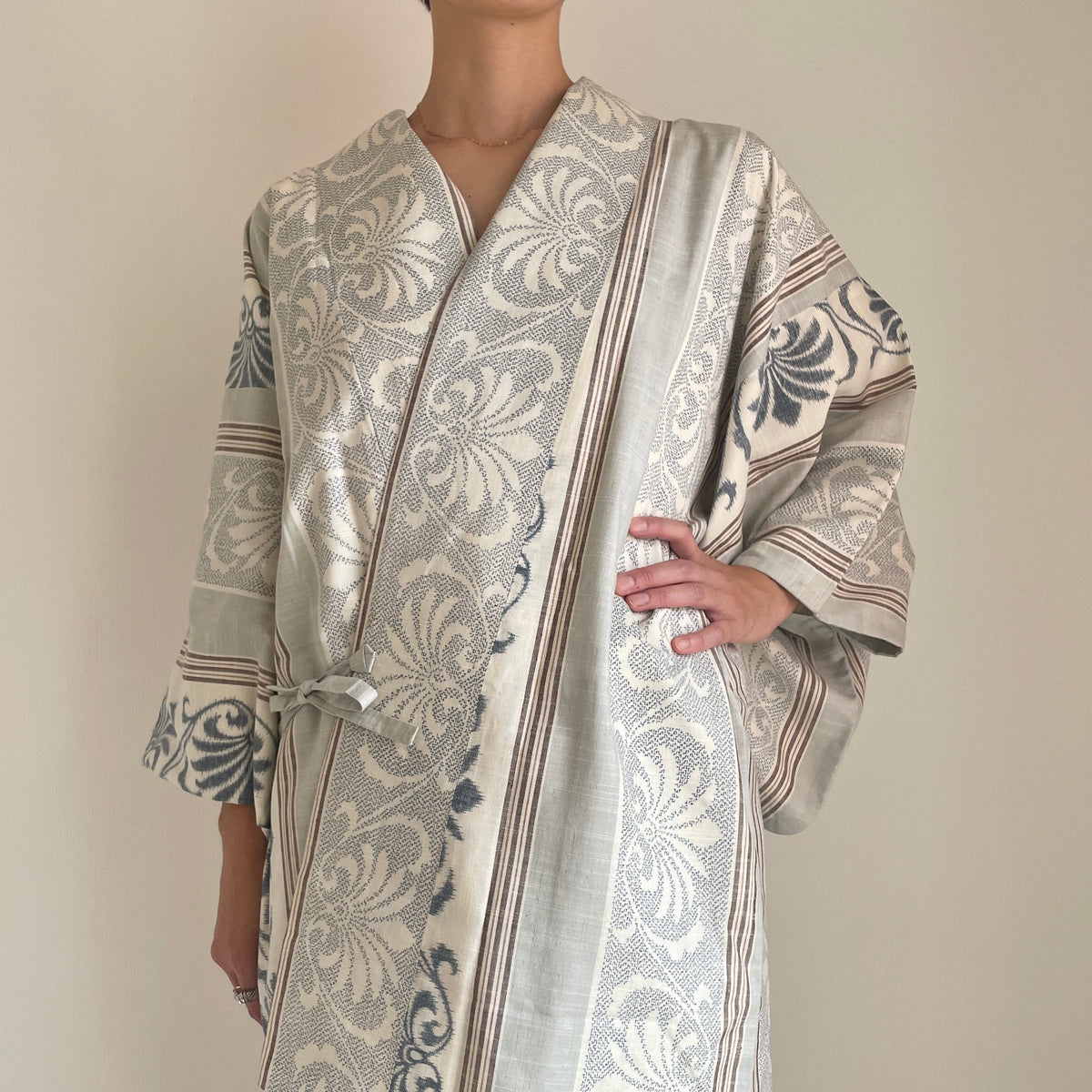 Haori Envelope Porcelain Blue Grey in Tsumugi Silk