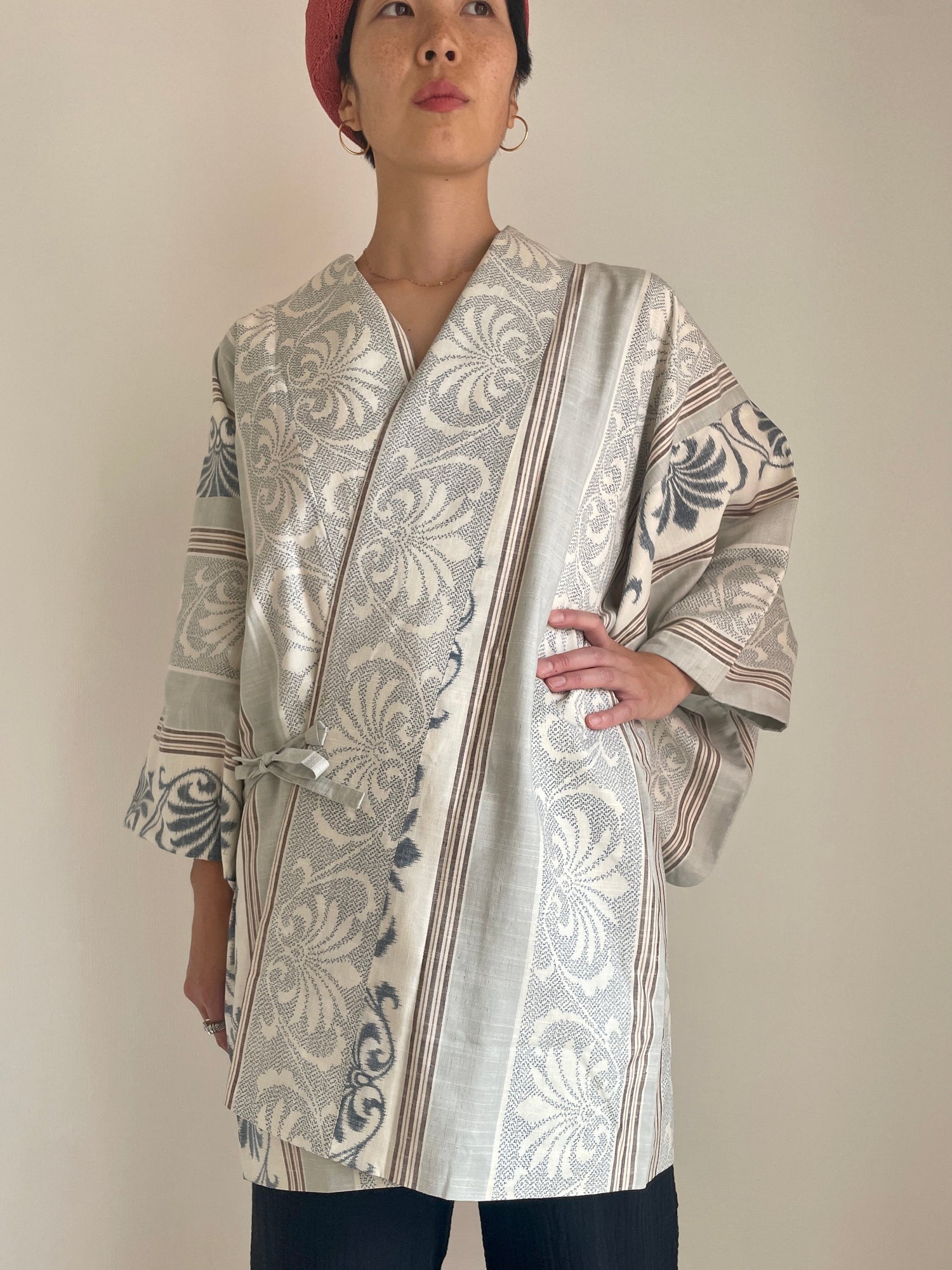 Haori Envelope Porcelain Blue Grey in Tsumugi Silk