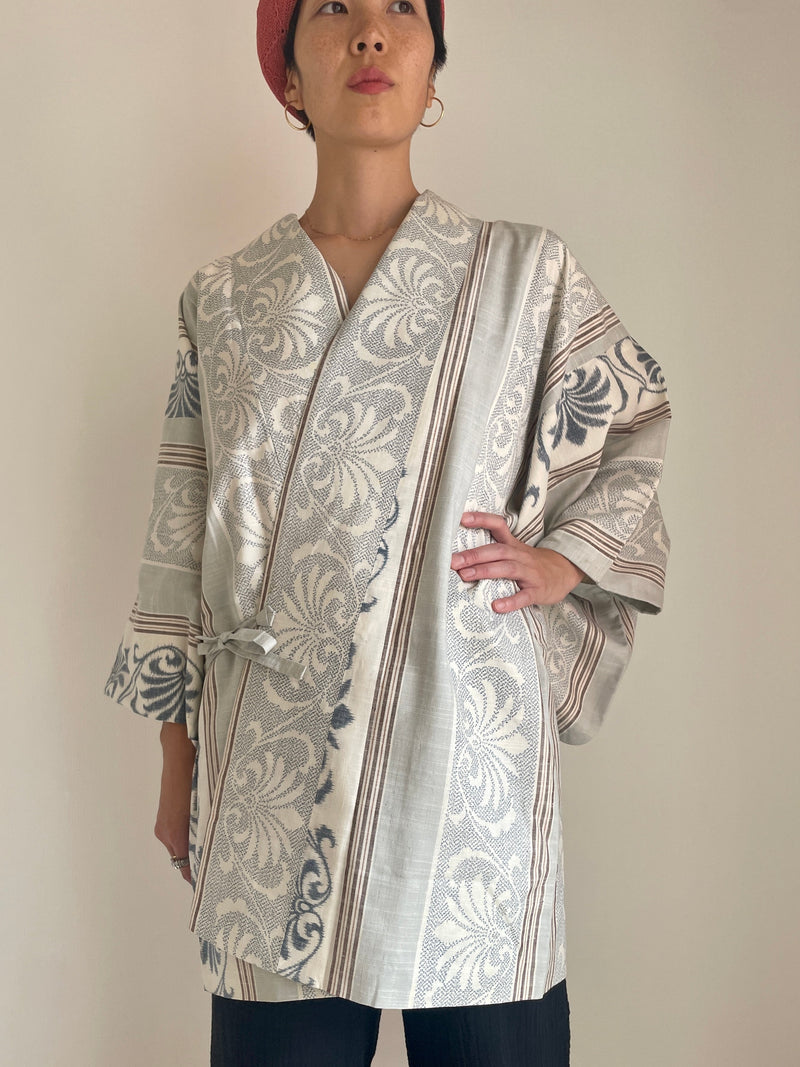 Haori Envelope Porcelain Blue Grey in Tsumugi Silk