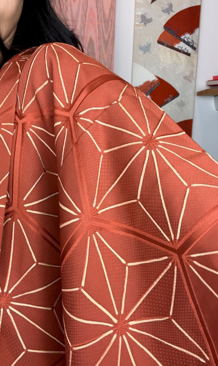 Haori Caramel Asahona Pattern with Textured SIlk