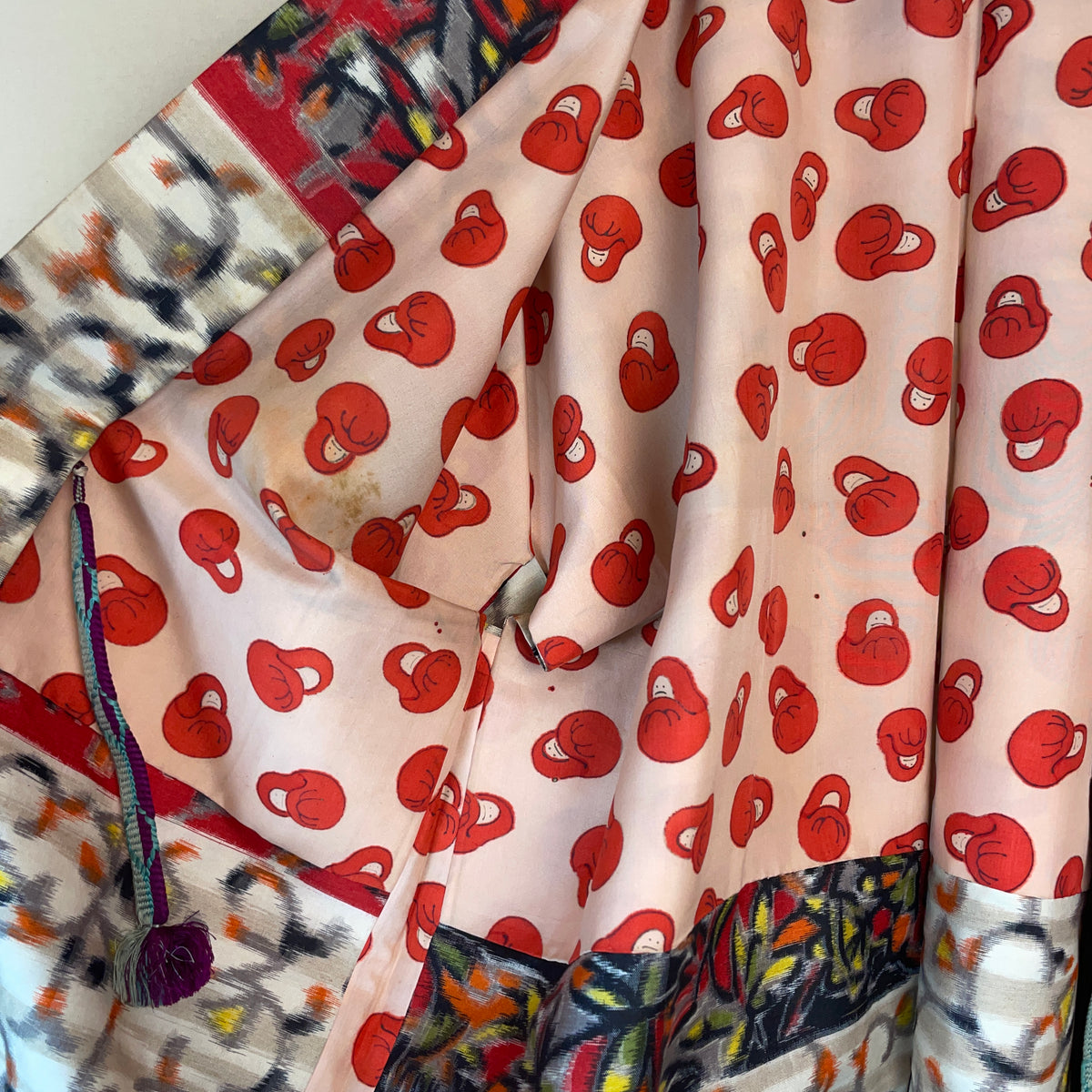 Haori Meisen Tsumugi Colorful Branches in Silk