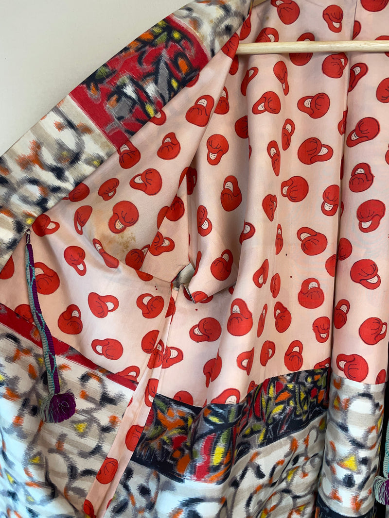 Haori Meisen Tsumugi Colorful Branches in Silk